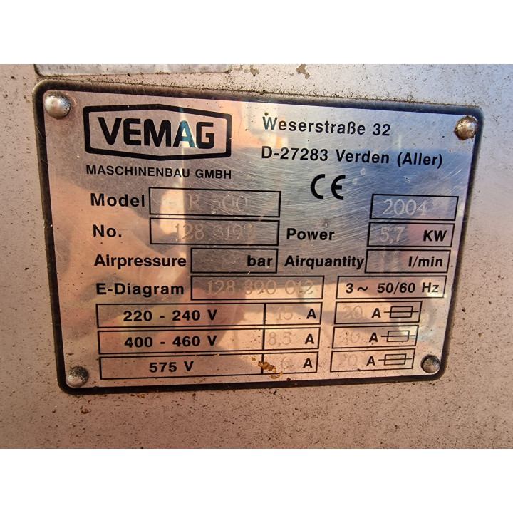 VEMAG R 500 Vacuum Filler | 2004 | 5.7 kW | with Conveyor