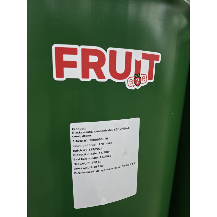 Koncentrat z czarnej porzeczki 65° Brix – chłodzony | beczki 250 kg