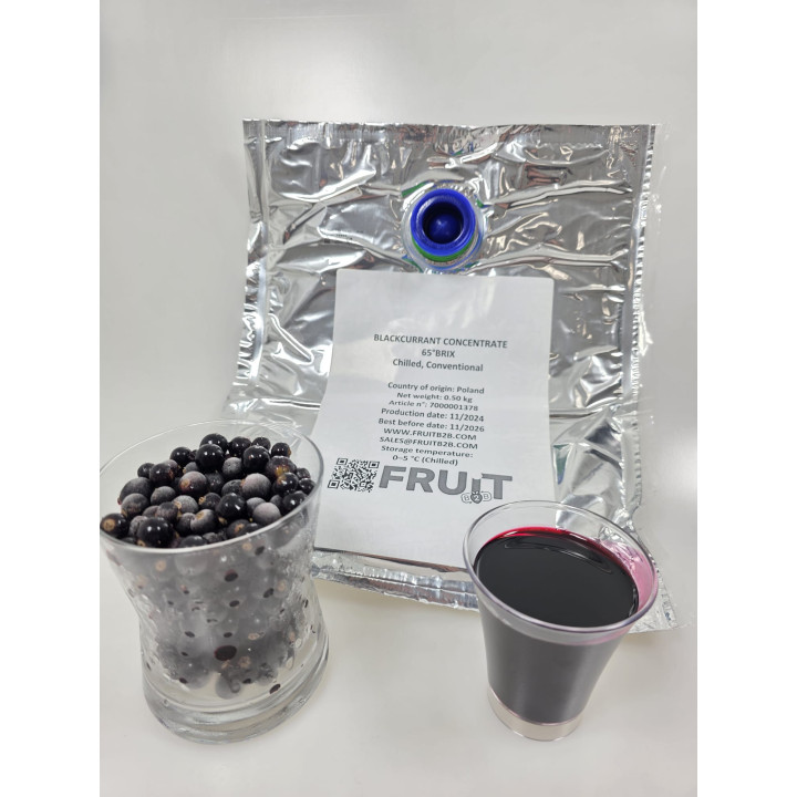Blackcurrant Concentrate 65° Brix – Chilled, 250 kg Drums, 20 Tons Available