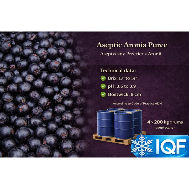 Aseptic Aronia Puree – 200 kg Drums | Poland