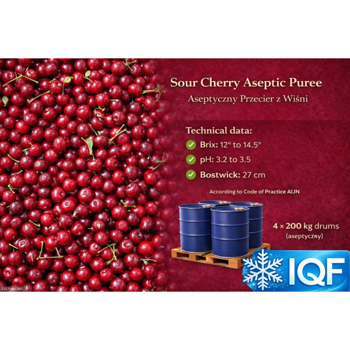 Sour Cherry Puree – 200 kg Drums | Poland