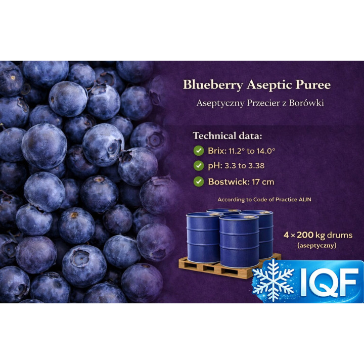 Blueberry Puree – 200 kg Drums | Poland