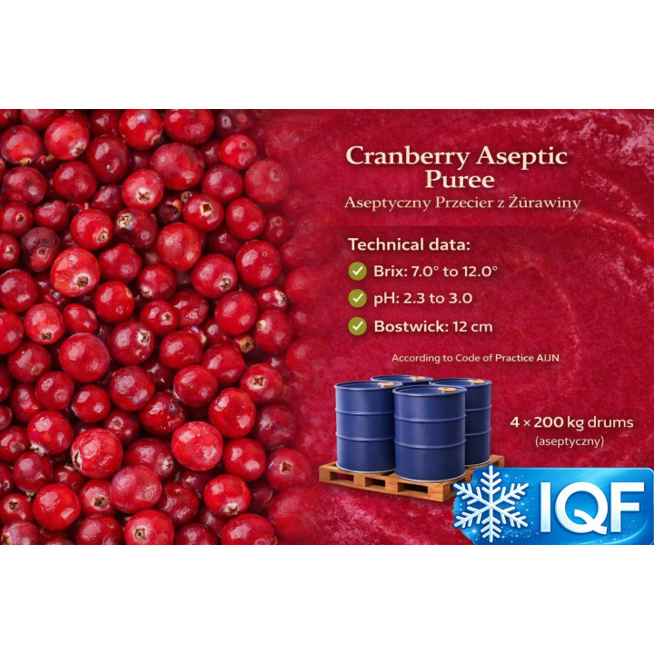 Cranberry Puree – 200 kg Drums | Poland